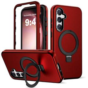 lot 15491 image: DuiDuiQ Designed for Samsung Galaxy S23 FE Case with Magnetic Ring Stand Compatible with Mag-SafeMilitary Grade Drop ProtectionBuild in Kickstand Galaxy S23 FE Phone Case 6.4,Red - Retail $28