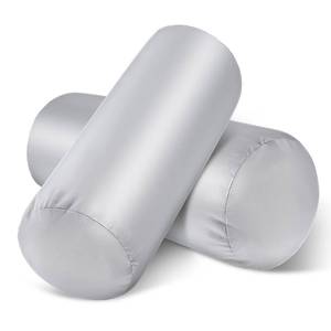 lot 15500 image: Cases Onlt 2 Packs Round Neck Pillow Case Covers, 16.1x5.9inch Cervical Neck Roll Pillow Cover Soft Round Pillow Covers with Zipper Bolster Pillowcases Silk Cylinder Pillow Case Covers for Hair & Skin - Retail $9
