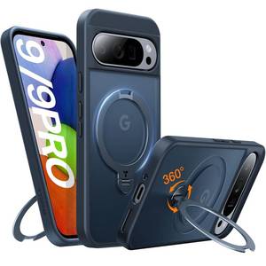lot 15503 image: TORRAS 360°Spin Magnetic Stand for Google Pixel 9 Pro CasePixel 9 Case, 12FT Military Protection, Compatible with Magsafe, Shockproof Translucent Slim Pixel 9 Pro Phone Case with Ring Holder, Black - Retail $39