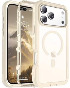 lot 15505 image: jaroco Magnetic for iPhone 17 Pro Max Case, Compatible with MagSafeMilitary Grade Drop ProtectionHeavy Duty ProtectionNon-SlipShockproof 2-Layer Durable Bumper Phone Case 6.9-Antique White - Retail $13