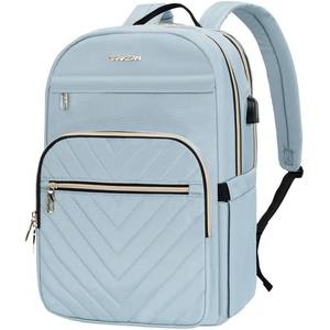 lot 15510 image: VANKEAN 15.6 Inch Laptop Backpack for Women Work Laptop Bag Fashion with USB Port, Waterproof Backpacks Stylish Travel Bags Casual Daypacks for College, Business, Light Blue - Retail $27