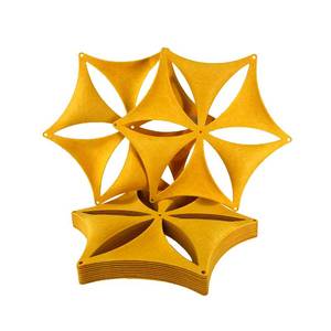 lot 15512 image: 12 Pcs 3D Flower Venus Hanging Room Divider Panel, 14x12 Screen Panels High Density Polyester Fiber Board Cut Room Partition Home Decoration (Gold) - Retail $40