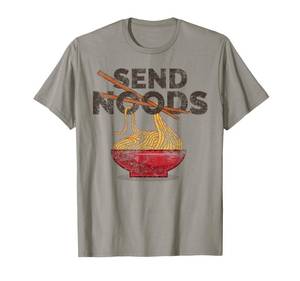lot 15525 image: GREEN Send Noods Distressed Funny Ramen Noodle T-Shirt XL - Retail $17