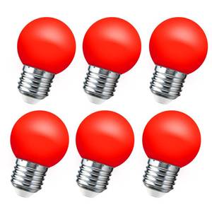 lot 15546 image: LED Red Light Bulb 15W Equivalent, 1W LED Colored Night Lights, G45 Christmas Globe Light Bulbs, Mini Edison E26 Base Bulb for Vanity Bulbs, Porch, Holiday String Fairy Mood Lights Decor, 6 Pack - Retail $7