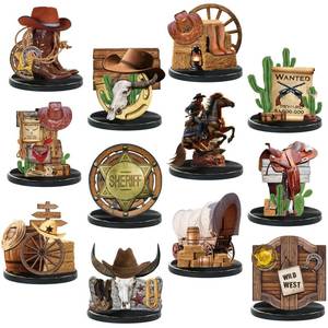 lot 15547 image: Colingmill 12 Pcs Western Centerpieces Wild West Party Decorations 3.94 Inches Christmas Western Wooden Centerpieces for Tables for Party Decorations Birthday Baby Shower(Brown,Cowboy) - Retail $13