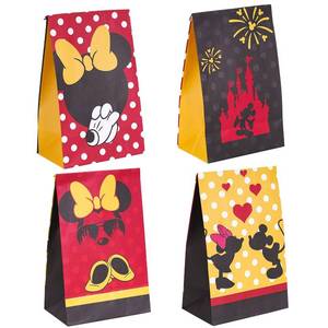 lot 15549 image: 24 Pack Mickey Minnie Party Favor Bags Paper Goodie Bags - Treat Candy Bag for Kids Minnie Mickey Theme Party, Boys Girls Mickey Birthday Party Supplies Gift Bags with Stickers for Party Decorations - Retail $10