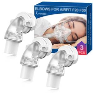 lot 15553 image: 3 Packs F20 F30 Elbow Connector Compatible with ResMed Airfit F20, F30 & Airtouch F20, Replacement Elbow with Triple 360° Swivel & Quick-Release Technology, Snug-Fit & Leak-Free for F20 Mask CPAP User - Retail $39