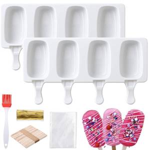 lot 15562 image: Juome Cake Pop Mold Kit, 8 Cavities Small Cakesicle Molds Silicone with 100 Wooden Sticks & 100 Packaging Bags with Ties, Cake Pop Maker Supplies Accessories, Baking Tools for Home Baking Desserts - Retail $10