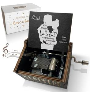 lot 15572 image: Hcaredee Wooden Music Box for Dad from Daughter,I Will Always be Your Lovely Girl Hand Crank Musical Boxes,My Hero Dad,Gifts for Daddy on Birthday Christmas Fathers Day Deployment -Black - Retail $13
