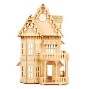 lot 15594 image: Unmanifested for pieces As Is NWFashion 17 Wooden 6 Rooms DIY Kits 3D Puzzle for Christmas Party Halloween House (Gothic) - Retail $23