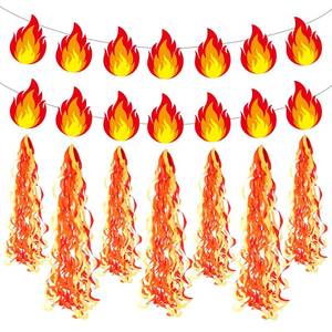 lot 15595 image: CHUNNIN Fire Flame Birthday Party Decoration Pentecost Decorations Fireman Paper Banner Flame Hanging Swirls Streamer Firefighter Photo Booth Prop Supplies Favors Gatherings Celebrations Decor - Retail $13