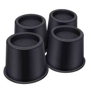 lot 15601 image: ANNKUT Bed Risers 4 Inch Heavy Duty, Round Furniture Risers for Bed Desk Table Sofa Couch��Bed Lifts Risers, Support up to 3300 Lbs(4 Pack Black) - Retail $18