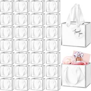 lot 15602 image: Yeaqee 50 Pcs Mini Metallic Gift Bags with Handles 4x4.75x2.25 Tiny Thank You Favor Bag with Tag for Womens Day St. Patricks Wedding Spring Easter Welcome Baby Shower Birthday (White,Silver) - Retail $25
