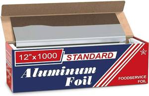 lot 15605 image: Premium Standard Aluminum Foil Roll, 12 Inch x 1000 Feet, Silver Wrap for Food Service, Restaurants, Catering and Home Kitchens - 1 Roll - Retail $35