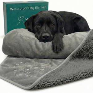 lot 15606 image: Waterproof Dog Blanket Washable �� Dog Waterproof Blanket for Couch, Reversible Sherpa & Microfiber, Thick 460 GSM Dog Blanket Waterproof, 40x47 - Retail $23