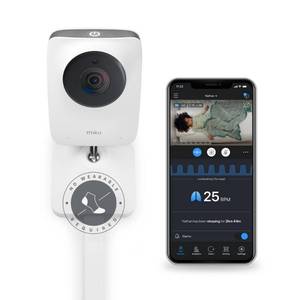 Miku Pro Smart Baby Monitor with Camera, Track Live Breathing with No Wearable, Real-Time Alerts, Sleep Analytics, 1080p Wi-Fi Video, Night Vision, and 2-Way Audio, Wall Mount Included - Retail: $150