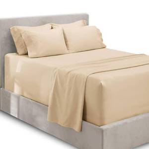 lot 15615 image: Hearth & Harbor Extra Deep Pocket Sheets - Fits Mattress 18-24 Inches Deep - Extra Deep Pocket Split King Size Sets - 7 Piece Split King Size - Cream - Retail $39