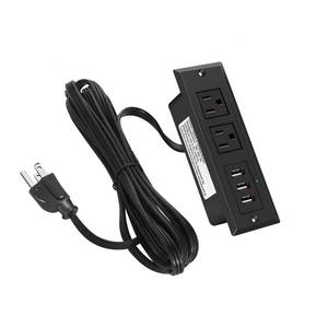 lot 15630 image: Furniture Recessed Power Strip, Recessed Desk Outlet with 3.5A Max USB, In Conference Desk Recessed Power Outlets Socket, Desktop Power Grommet with 6.56ft Power Cord -