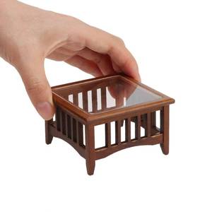 lot 15631 image: Dollhouse Coffee Table Miniature Furniture 112 Scale Wooden Tea Table Square Shape Side Tables Acrylic Tabletop Props Miniature End Table Living Room Pocket Desk Doll House Decoration Props (Brown) - Retail $11