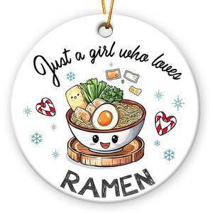 lot 15659 image: Japanese Ramen Ornament, Funny Christmas Ornaments 2025, Japanese Food Ceramic Ornament for Christmas Tree Decorations, Decorative Hanging Ornaments for Women Friends