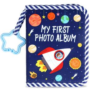 lot 15660 image: Babys My First Family Album Soft Photo Cloth Book Outer Space My First Book of Photos Baby Memory Album Gift Holds 4x6 Pictures for Babies Newborn Toddler & Kids Baby Shower - Retail $13