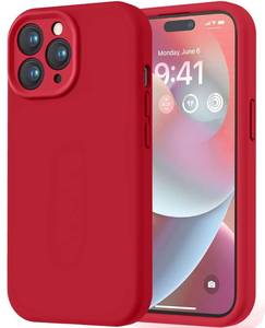 lot 15665 image: LOVE 3000 Designed for iPhone 14 Pro Case, Premium Silicone with Soft Anti-Scratch Microfiber Lining Shockproof Protective Phone Case for Men Women Girls 6.1, Red - Retail $13
