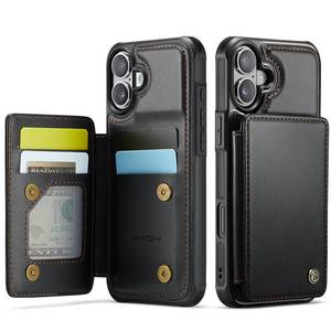 lot 15666 image: Vinich for iPhone 16 Wallet Case with Card Holder, RFID Blocking Credit Slots Kickstand Shockproof Phone Cover Fit for iPhone 16 6.1 Black - Retail $20