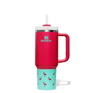lot 15668 image: SLEEVE ONLY Sili Wraps Flamingo Silicone Bottle Sleeve - Pink, Animal Pattern, Insulated, 10 inches, 40oz, Modern, Unisex, BPA Free, Plastic Free, Travel, Hiking, Camping, Beach - Retail $10