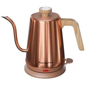 lot 15671 image: Nueve&Five Gooseneck Electric Kettle with Thermometer, Copper Tea Kettle with Auto Shut-Off,1000W Hot Water Kettle Electric of Stainless Steel,Electric Kettles for,Coffee & Tea - Retail $36
