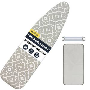 lot 15676 image: UniSimp Ironing Board Cover and Pad 15x54 Extra Thick Natural Cotton, Scorch and Stain Resistant Padding, Standard Size Iron Board Cover with Fasteners Heavy Duty Elastic Edge, Heatproof Geometric - Retail $23
