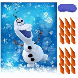lot 15690 image: ROCWOHO Christmas Party Pin The Nose on The Snowman Party Game for Kids Snowman Pin Game with Reusable Stickers Birthday Shower Party Supplies Activities - Retail $9
