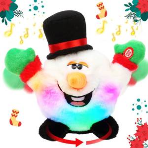 lot 15692 image: Hopearl Singing Dancing Light up Christmas Interactive Toy Snowman Snowball Animated Plush Toy Gift for Kids Toddlers Boys Girls, 11 - Retail $28