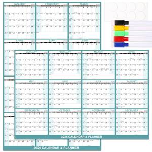 lot 15694 image: 2026 Dry Erase Calendar - Large Yearly Calendar for Wall, 32 x 48 Laminated Erasable Organizer with Large Blocks, HorizontalVertical, Great for Office, School, Home, January - December - Retail $7