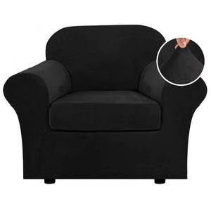 lot 15696 image: H.VERSAILTEX Rich Velvet Stretch 2 Piece Cover Chair Slipcover Sofa Cover Furniture Protector Couch Soft with Elastic Bottom Chair Couch Cover with Arms Width Up to 49 Inch(Chair, Black) - Retail $36