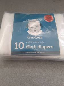 lot 15697 image: Gerber Prefold Birdseye Cloth Diapers - Pack of 10 - Retail $15