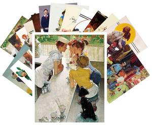 lot 15705 image: PIXILUV Vintage PostCards 24 pcs Norman Rockwell Vintage Illustration Sport and Everyday Life - Retail $1,322