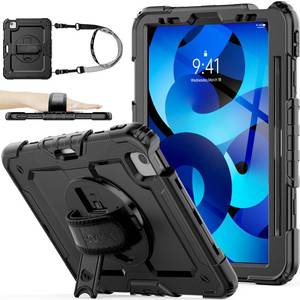 lot 15711 image: SEYMAC stock Case for iPad Air 5th4th GenerationPro 11 (4th3rd2nd) with Screen Protector Pen Holder, 360° Rotate Hand StrapStand Case for iPad Air 5th4th Gen 10.9 Pro 11 (Black) - Retail $30