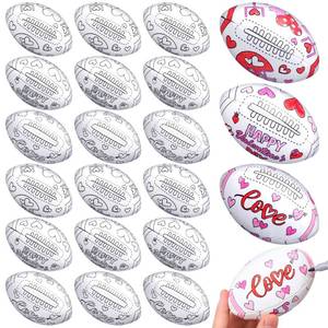 lot 15716 image: Realspring 24 Pcs Color Your Own Valentine Footballs Crafts DIY Valentines Day Footballs Stress Balls Arts and Crafts Kit for Valentines Sports Party Gifts - Retail $24