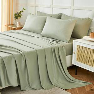 lot 15721 image: ILAVANDE Sage King Size Sheets Set 6 Piece,Super Soft 1800 Series Microfiber Bed Sheets King Set-Wrinkle & Fade Resistant-14�� Deep Pockets Sheets for King Size Bed(King,Sage Green) - Retail $24