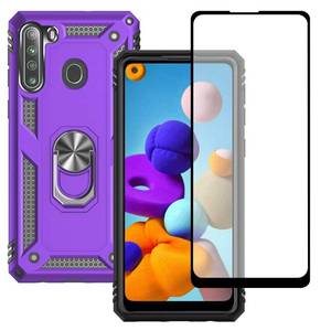 lot 15726 image: Samsung A21 Phone Case, Galaxy A21 Phone Case with Screen Protector, Military Grade Protective Cases with Ring for Samsung Galaxy A21 (Purple) - Retail $10