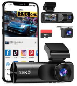 Dash Cam Front and Rear, 2.5K+1080P+1080P 3 Channel Dash Cam with 32GB Card, Wi-Fi Dash Camera for Cars, G-Sensor, Night Vision, 24H Parking, Loop Recording Dashcam, 1.97âIPS, Support 256GB - Retail: $70