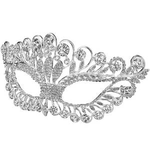 lot 15737 image: Toyvian Costume Mask Shiny Rhinestones Masquerade Mask Evening Prom Venetian Mardi Gras Party Mask for Women Girls White Decor - Retail $21
