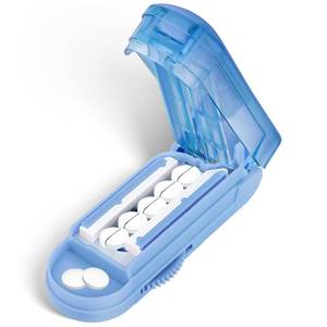 lot 15754 image: DUBSTAR Pill Cutter and Splitter for Small, Tiny, and Large Pills, Adjustable with Centering Device and Blade Guard (Blue) - Retail $10