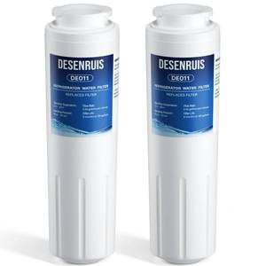 lot 15762 image: UKF8001 Replacement Compatible with Filter 4, EDR4RXD1, 4396395, UKF8001AXX, UKF8001AXX-200, UKF8001AXX-750, PURICLEAN II, Reduces 99% Chromium, Lead, PFOA and PFOS, 2 Pack, By DESENRUIS - Retail $19