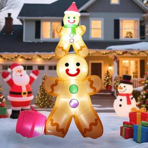 lot 15767 image: GARIG 10FT Christmas Inflatables Gingerbread Father and Son Outdoor Decorations, Christmas Blow Up Yard Decorations with Built-in LEDs for Xmax Outdoor Party, Yard, Garden - Retail $30