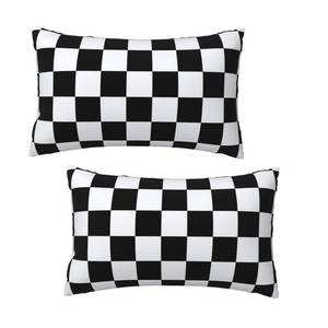 lot 15769 image: Nezweld Checkered Black and White Pillow Cover 12x20 Set of 2,Plaid Throw Pillow Covers Farmhouse Outdoor Pillow Cushion Case for Couch Living Room Bedroom Bed Sofa Modern Home Decor - Retail $10