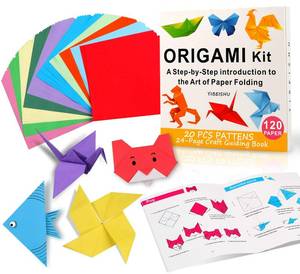 lot 15773 image: Yibeishu Origami Paper Kit with Instructions Book 20 Easy Origami Projects 6x6 Inch Origami Paper Double Sided Square Colorful Folding Paper Set for Kids Adults Beginners Activity - Retail $7