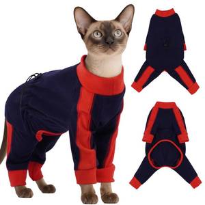 lot 15777 image: DENTRUN Cat Clothes with Anti-Shedding Fabric - Soft Recovery Suit & Breathable Lint-Resistant Cat Sweater for Wound Care & Hair Control, Kitten Onesie Pajamas, L, Dark Blue