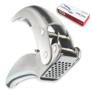 lot 15780 image: VOVOLY Premium Garlic Press Stainless Steel, No need to Peel Garlic Presser, Heavy Duty Professional Grade Double Lever-Assisted Garlic Mincer with High Capacity Chamber- Easier Clean Garlic Crusher