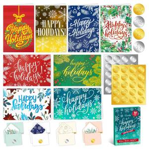 lot 15782 image: Decorably 40 Pack Foil Embossed 5x7in Assorted Holiday Cards Bulk with Envelopes and Stickers, 8 Elegant Designs Happy Holidays Cards with Envelopes, with Printed Message Inside - Retail $16